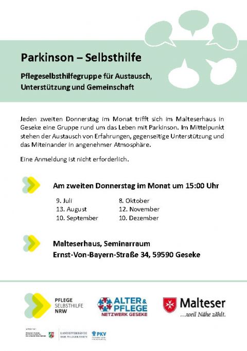 Flyer Parkinson Selbsthilfe